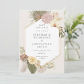 Boho Wedding Pampas Grass Orchid Save the Date Kaart (Staand voorkant)