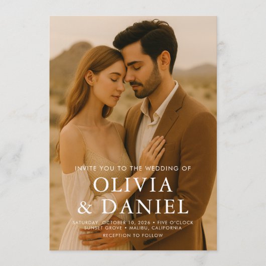 Boho Wedding Photo Minimalist Simple Kaart (Voorkant)