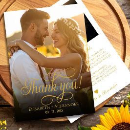 Boho Wedding Photo Script Bedankt Card