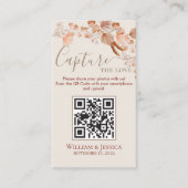 Boho Wedding Photo Sharing Pampas Grass QR Code Informatiekaartje (Voorkant)
