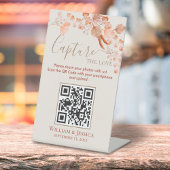 Boho Wedding Photo Sharing Pampas Grass QR Code Reclamebord Met Voetstuk