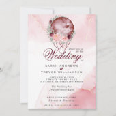 Boho Wedding Pink Maroon Moon Mandala Uitnodiging (Voorkant)