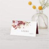Boho Wedding Place Card – Burgundy & Blush Plaatskaartje (Voorkant)