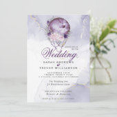 Boho Wedding Plum Paars Full Moon Uitnodiging (Staand voorkant)