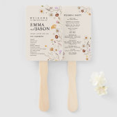 Boho Wedding Program fan, Ceremony Program floral Handwaaier (Voorkant en achterkant)