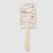 Boho Wedding Program fan, Ceremony Program floral Handwaaier (Voorkant)
