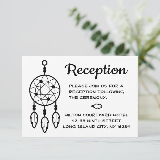 Boho Wedding Reception Dreamweaver Black White Kaart (Staand voorkant)