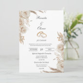 Boho wedding ring Spanish Wedding Invitation Kaart (Staand voorkant)