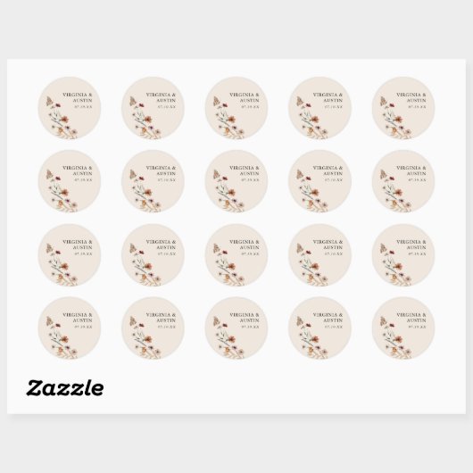 Boho Wedding Ronde Sticker (Vel)