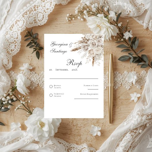 Boho Wedding RSVP card Kaartje