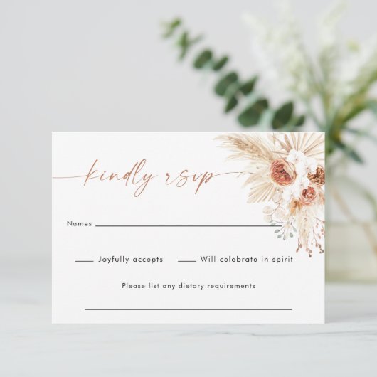 Boho Wedding RSVP Kaart | 3,5x5-inch Kaart (Staand voorkant)