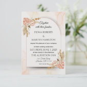 Boho Wedding RSVP Kaart – Elegante rustieke Bloeme (Staand voorkant)