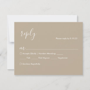 Boho Wedding RSVP-kaart, maaltijdopties RSVP Kaartje