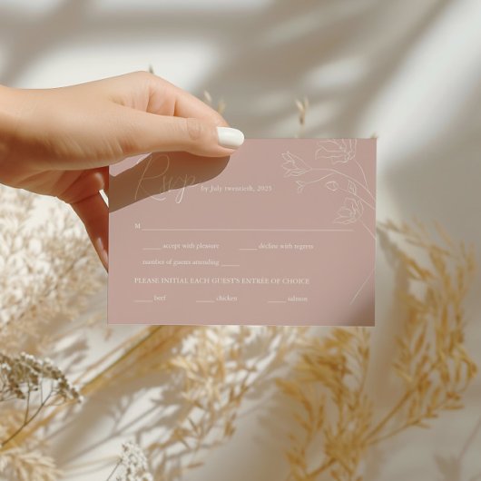 Boho Wedding RSVP | Terracotta en handgetekende bl Kaartje