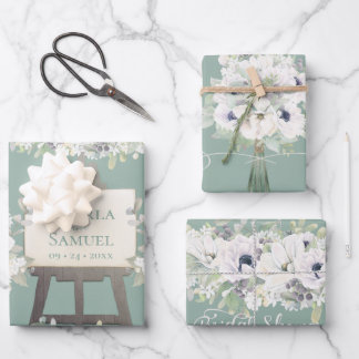 Boho Wedding Sage Waterverf Floral Vrijgezellenfee Inpakpapier Vel