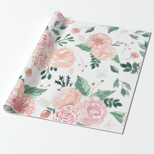 Boho Wedding Spring Waterverf Floral Cadeaupapier (Uitgerold)