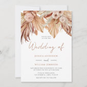 Boho Wedding: Terracotta Gedroogde Floral Bohemian Kaart (Voorkant)