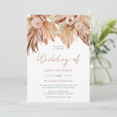 Boho Wedding: Terracotta Gedroogde Floral Bohemian Kaart (Staand voorkant)