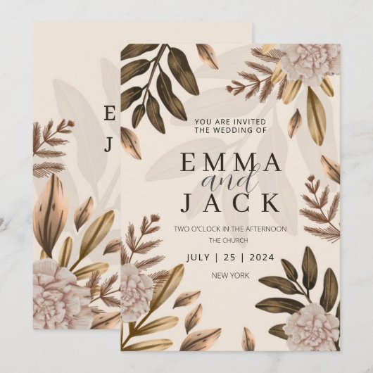 Boho Wedding Uitnodiging (Voorkant / Achterkant)