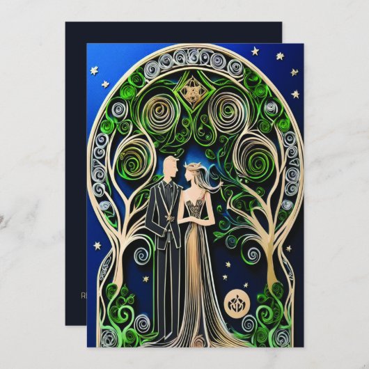 Boho Wedding Uitnodiging (Voorkant / Achterkant)