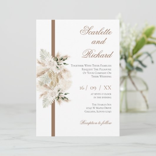 Boho Wedding Uitnodiging (Staand voorkant)