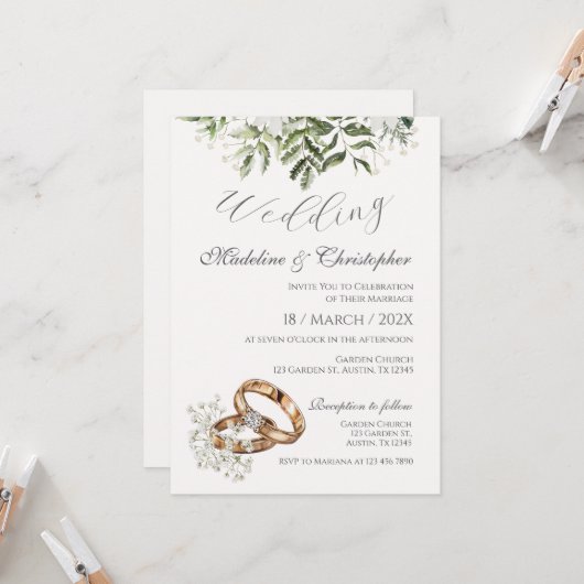 Boho Wedding Uitnodiging (Voorkant / Achterkant in situ)