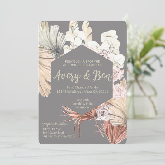 Boho Wedding Uitnodiging (Staand voorkant)