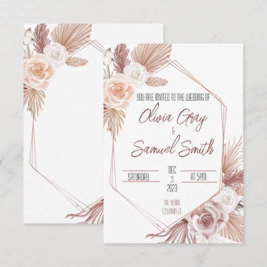 Boho Wedding Uitnodiging (Voorkant / Achterkant)