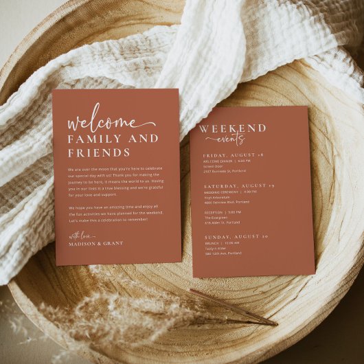 Boho Wedding Welcome Bag Letter Timeline Kaart