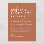 Boho Wedding Welcome Bag Letter Timeline Kaart (Voorkant)