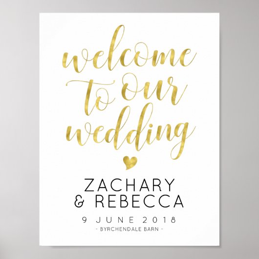Boho Wedding Welcome Sign Gold Poster (Voorkant)