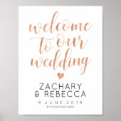 Boho Wedding Welcome Sign Roos Gold Poster (Voorkant)