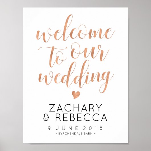 Boho Wedding Welcome Sign Roos Gold Poster (Voorkant)