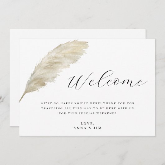 Boho Wedding Welkomsttas Insert Kaart (Voorkant / Achterkant)