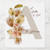 Boho Wedding Wijnfles Etiketten – gepersonaliseerd (Enkel label)