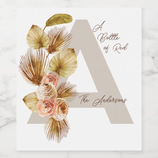 Boho Wedding Wijnfles Etiketten – gepersonaliseerd (Enkel label)