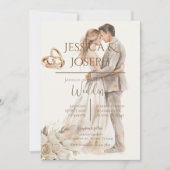 Boho wedding with ring and bride groom Silhouette Kaart (Voorkant)