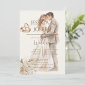 Boho wedding with ring and bride groom Silhouette Kaart (Staand voorkant)