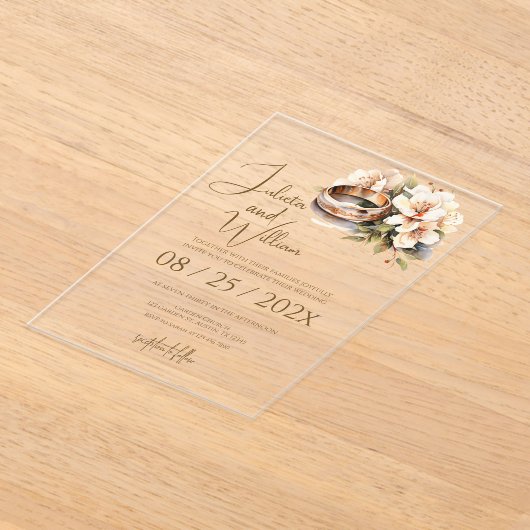 Boho Wedding with Rings Acryl Uitnodigingen (Laagn)