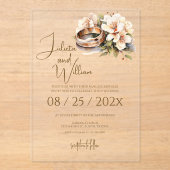 Boho Wedding with Rings Acryl Uitnodigingen (Voorkant)