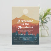 Boho Weekend in de bergen Retro Bachelorette Kaart (Staand voorkant)