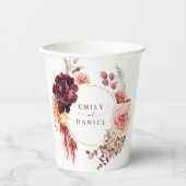 Boho weelderig Pampasgras Bruiloft Bruidsfeest Pap Papieren Bekers (Voorkant)