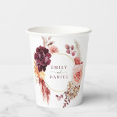 Boho Weelderige Pampasgras Bruiloft Bruidsfeest Pa Papieren Bekers (Achterkant)