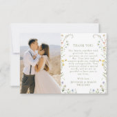 Boho Weide Bloem Delicate Trouwfoto Bedankkaart (Voorkant)