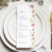 Boho Weide Wilde Bloemen Bruiloftsmenu Menu