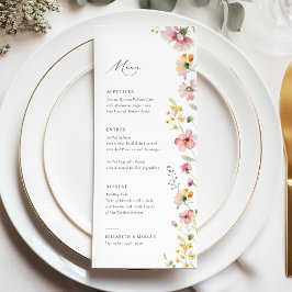 Boho Weide Wilde Bloemen Bruiloftsmenu Menu