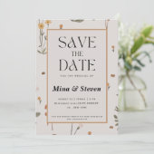 Boho Weide Wildflower beige Bruiloft Save The Date (Staand voorkant)