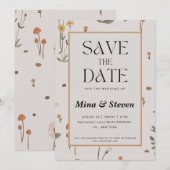 Boho Weide Wildflower beige Bruiloft Save The Date (Voorkant / Achterkant)