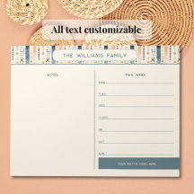 Boho Wekelijkse Familiekalender met Notities Secti