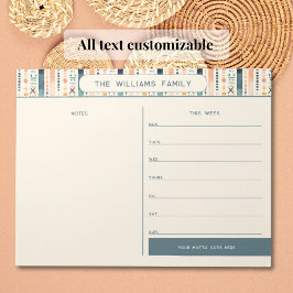 Boho Wekelijkse Familiekalender met Notities Secti Notitieblok